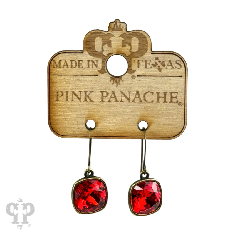 Pink Panache Brands - Wholesale Dangle Earrings - Austrian square crystal hook earring, 12mm16