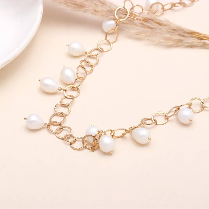 AG 925 JEWELLERY - Wholesale Beaded/pearl necklace - 925 Sterling Silver Chunky Chain Dangling Pearls Necklace2