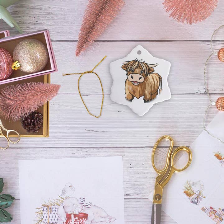 3dRose – Engroshandel Pynt – 3dRose, Sød Højlandskvæg Tegneserie, Ornament12