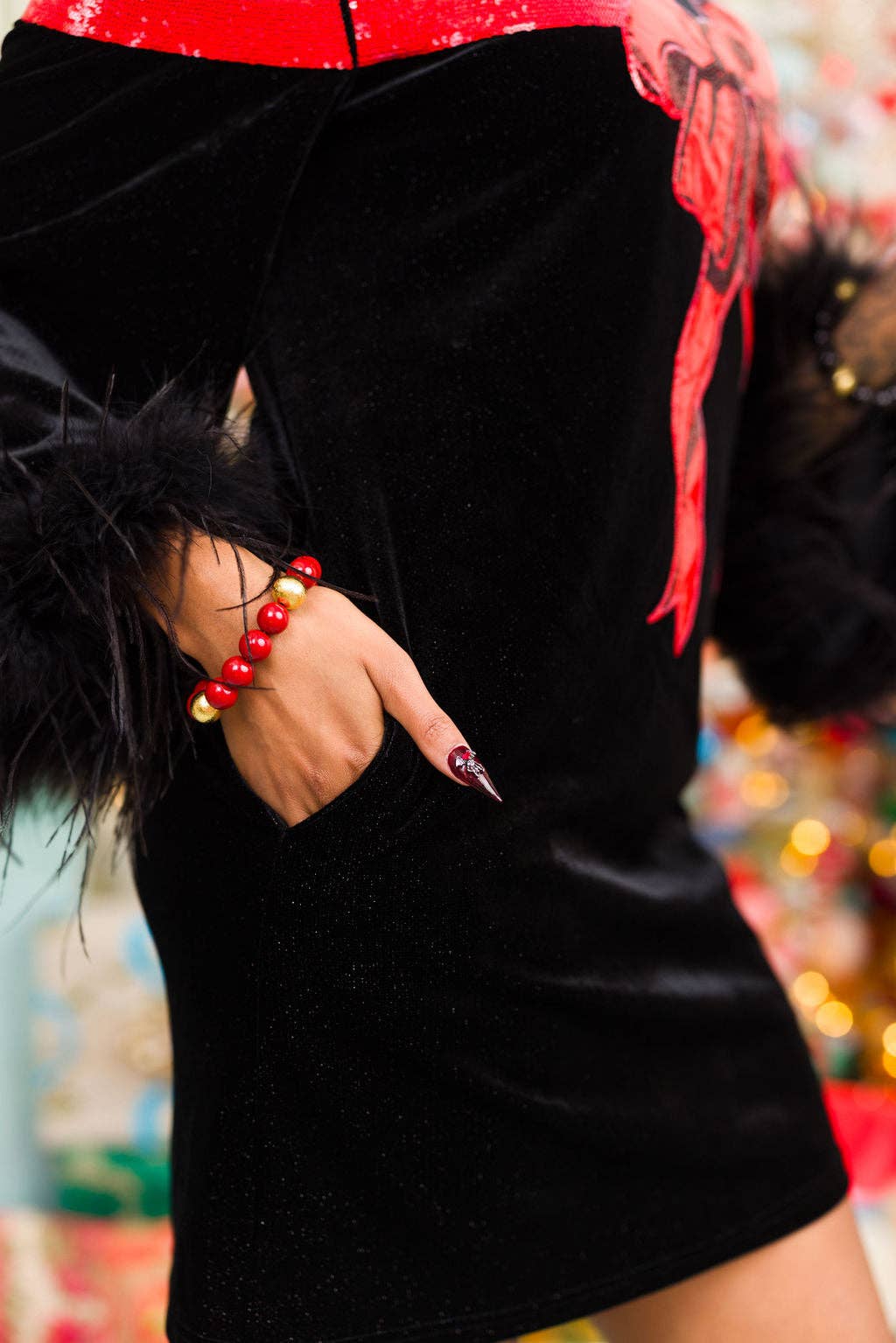 Brianna Cannon - Wholesale Jurk - Dames - BC Ingepakt Met Een Strik Zwart Fluwelen Feestjurk3