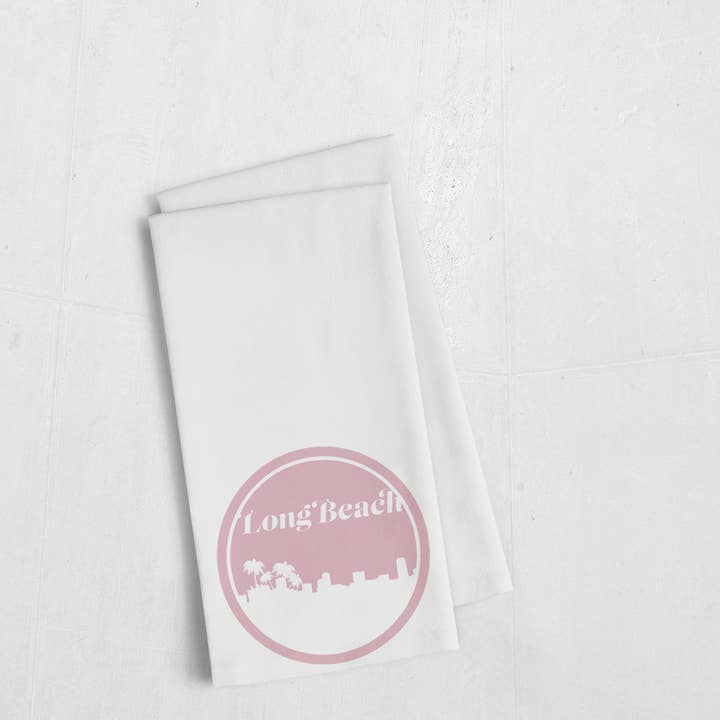 Torchon rétro Long Beach California | plusieurs couleurs pour la vente par Paperfinch Design