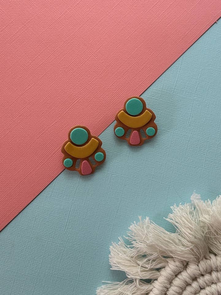 Statement Stud in Summer | Polymer Clay Earrings for wholesale by Easy Peasy Cutters