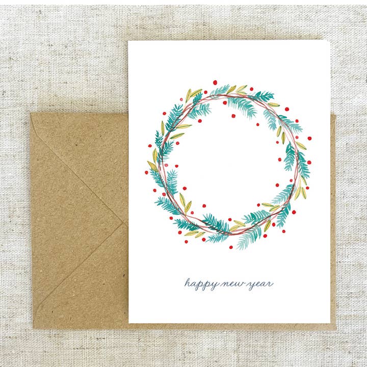 Stationery Postcard - Christmas Wreath for wholesale by Bleu Coquille