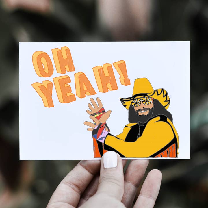 Cartão de Saudação Macho Man "Oh Yeah!" por atacado de Geeked Out Greetings