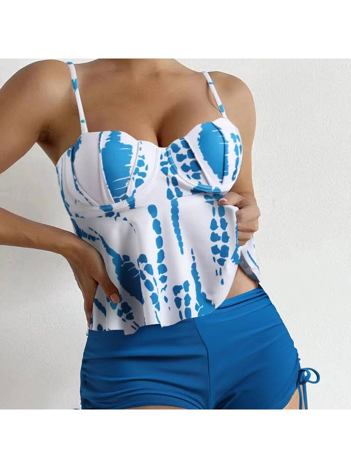 madeinclothinginc - Wholesale Two Piece Swimsuit - Women's - Women’s Two-Piece Boxer Drawstring Swimsuit in Patterns