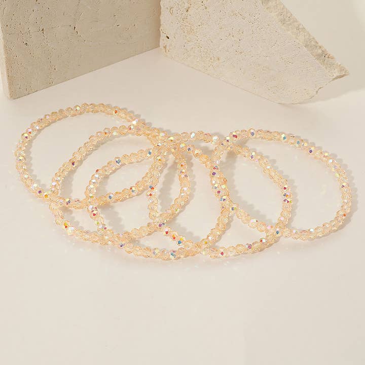 Sensibling Corp. - Wholesale Jewelry Set - 5PCS - Sparkling Faceted Beaded Stackable Stretch Multi Layered Bracelet35