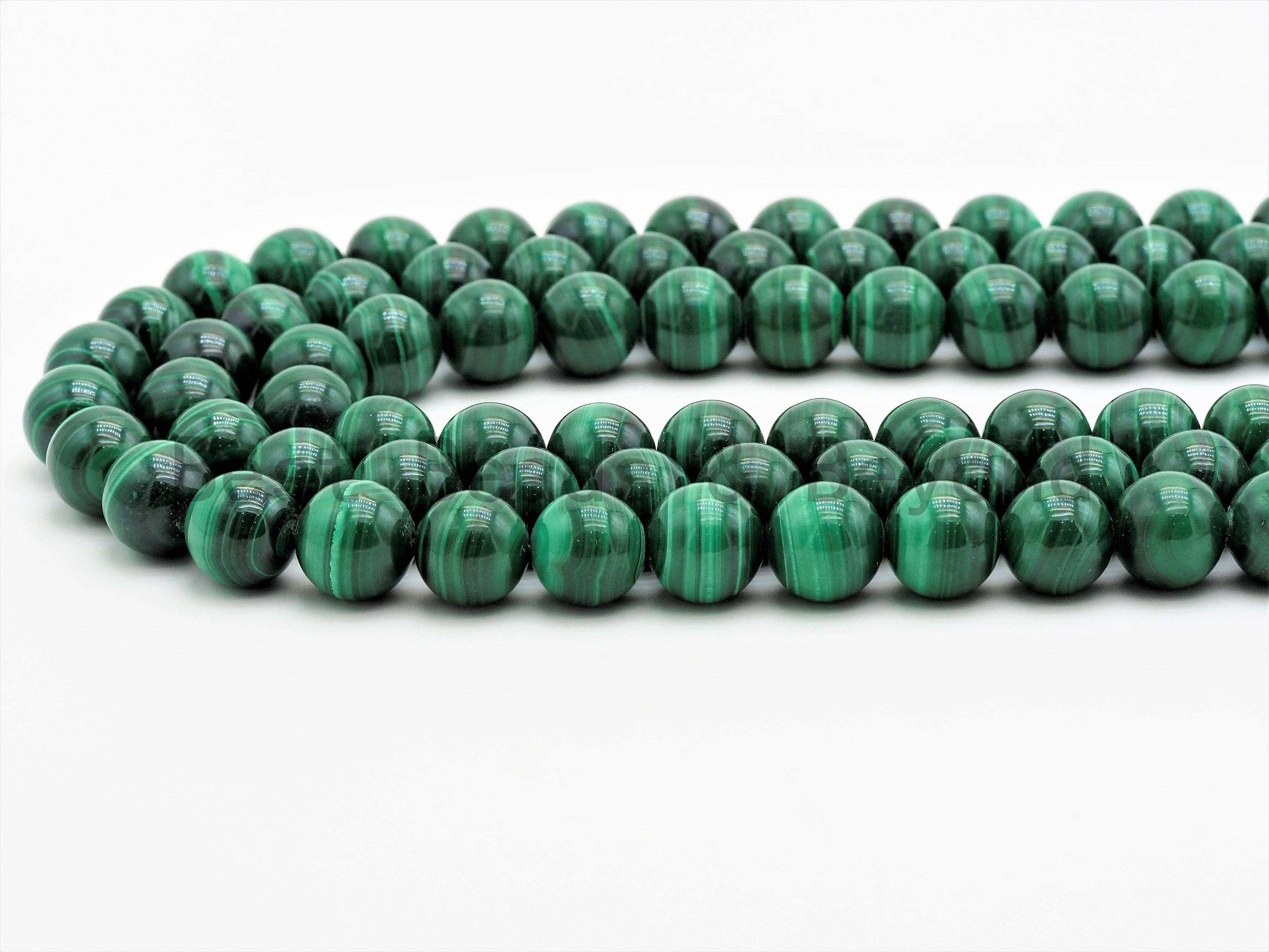 BestBeads&Beyond - Wholesale Beads - High Quality Natural Smooth Malachite Round Beads, 6mm/8mm/10mm/12mm/14mm, Green Gemstones Beads,Malachite Beads,15.5" Full Strand,SKU#U3354