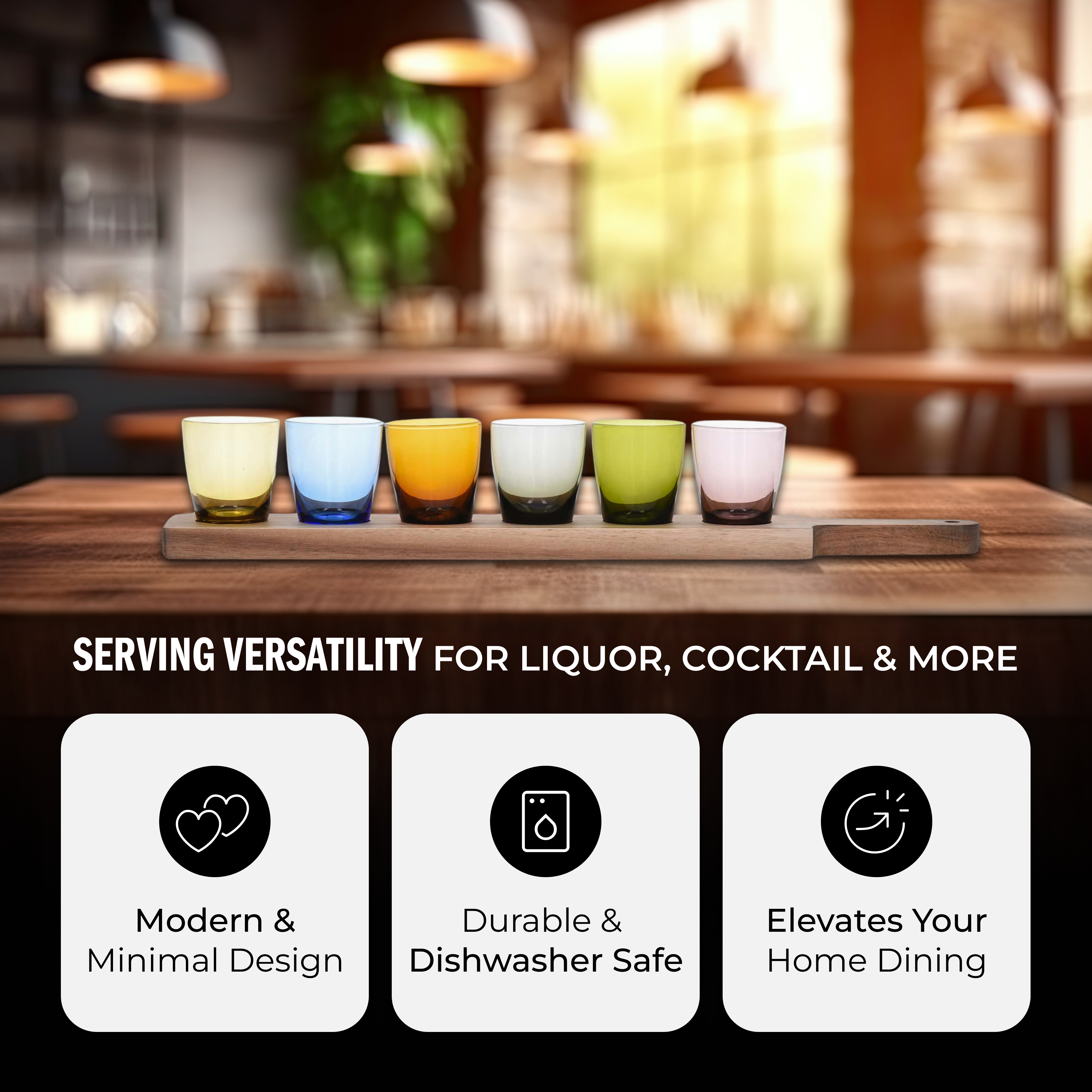 DUKA - Wholesale Shot Glass - Set of Six Colorful Shot Glasses with Tray6