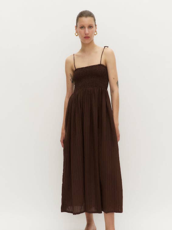 THE BILLIE DRESS - BROWN COTTON for wholesale by Cloe Cassandro