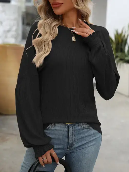 Lovesoft - Wholesale Knit Sweater - Women's - Casual Ribbed Long-Sleeve Sweater with a Relaxed Silhouette7