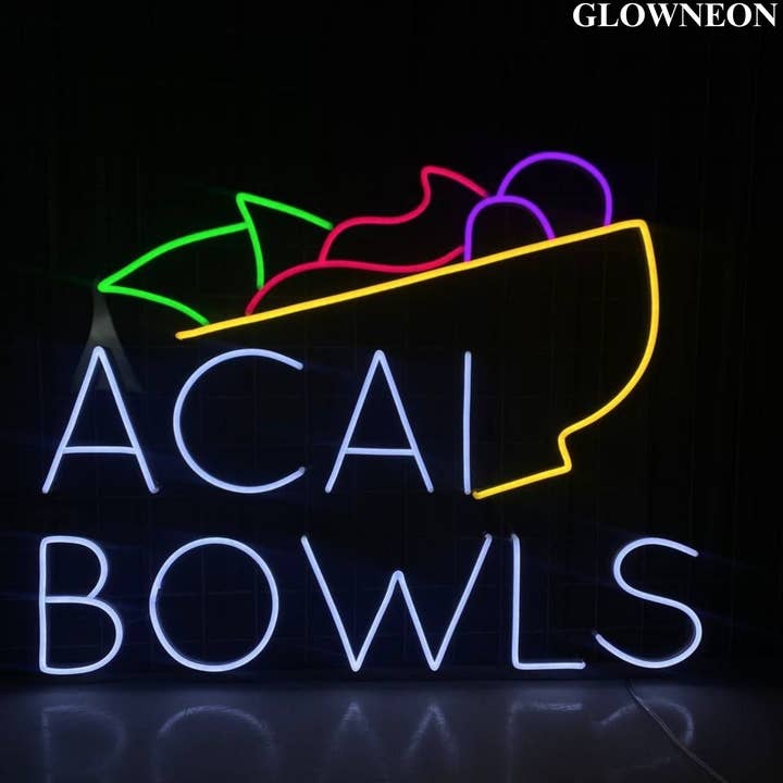 Glow Neon - Wholesale Neon Sign - Acai Bowls Led Sign, Fruit Brazilian Acai Bowl Shop Wall Art2