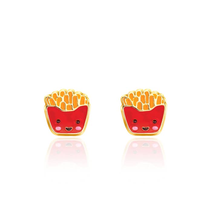 Girl Nation - Wholesale Earrings - Kids - French Fry Friends | Cutie Stud Earrings | Hypoallergenic