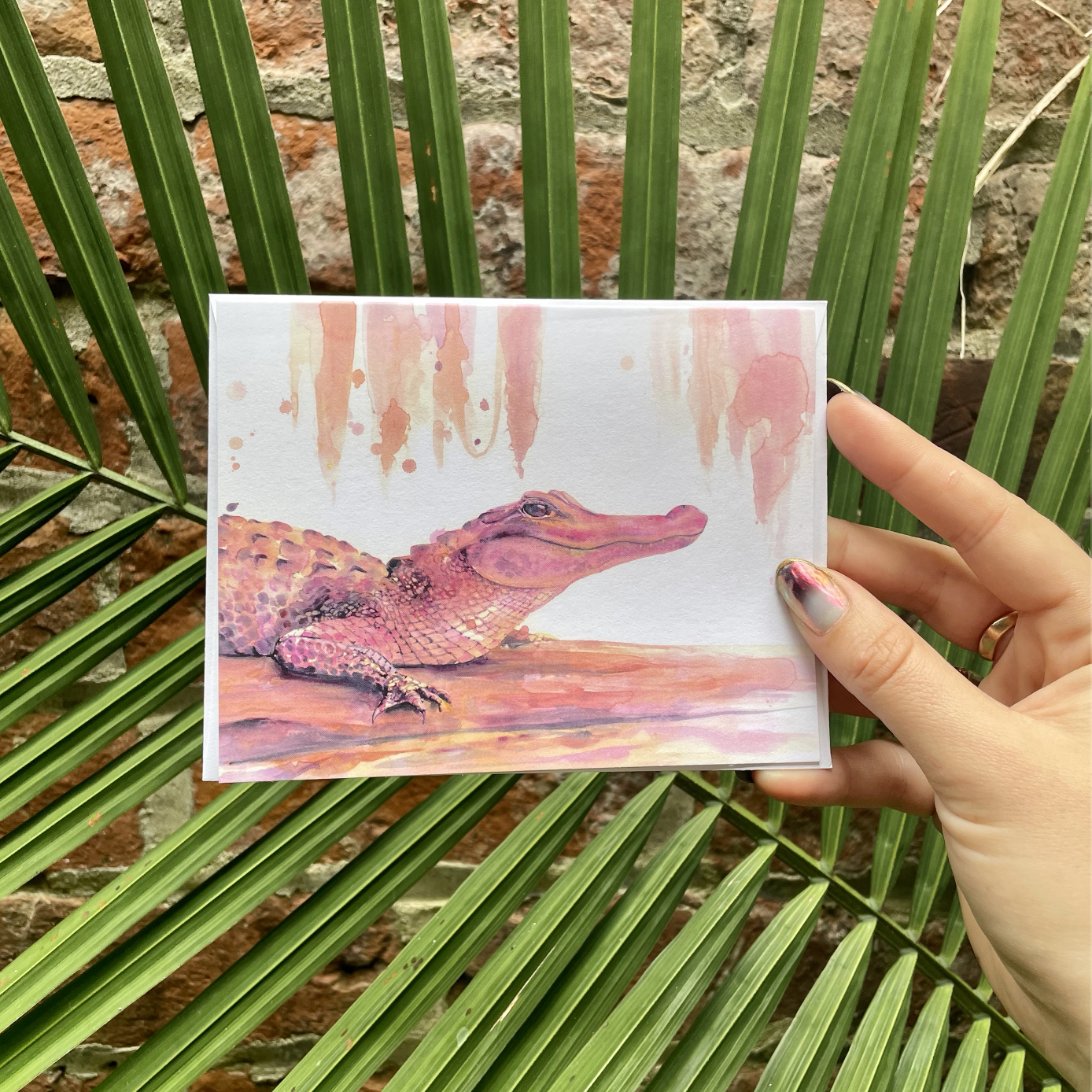 Lyla Clayre Studio - Wholesale Stationery/Notecard Set - “Pink Alligator” Watercolor Note Card1