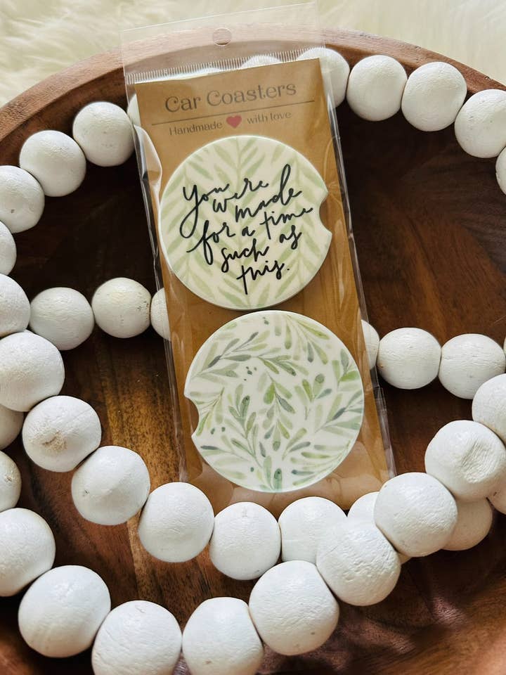 Made for This Floral Christian Set of 2 Car Coasters for wholesale by Only Grace Company