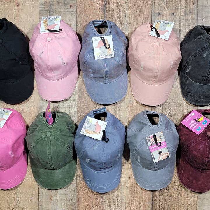 PONYFLO Pferdeschwanzmütze aus Baumwolle im Used-Look für den Großhandel von Treasure Bank