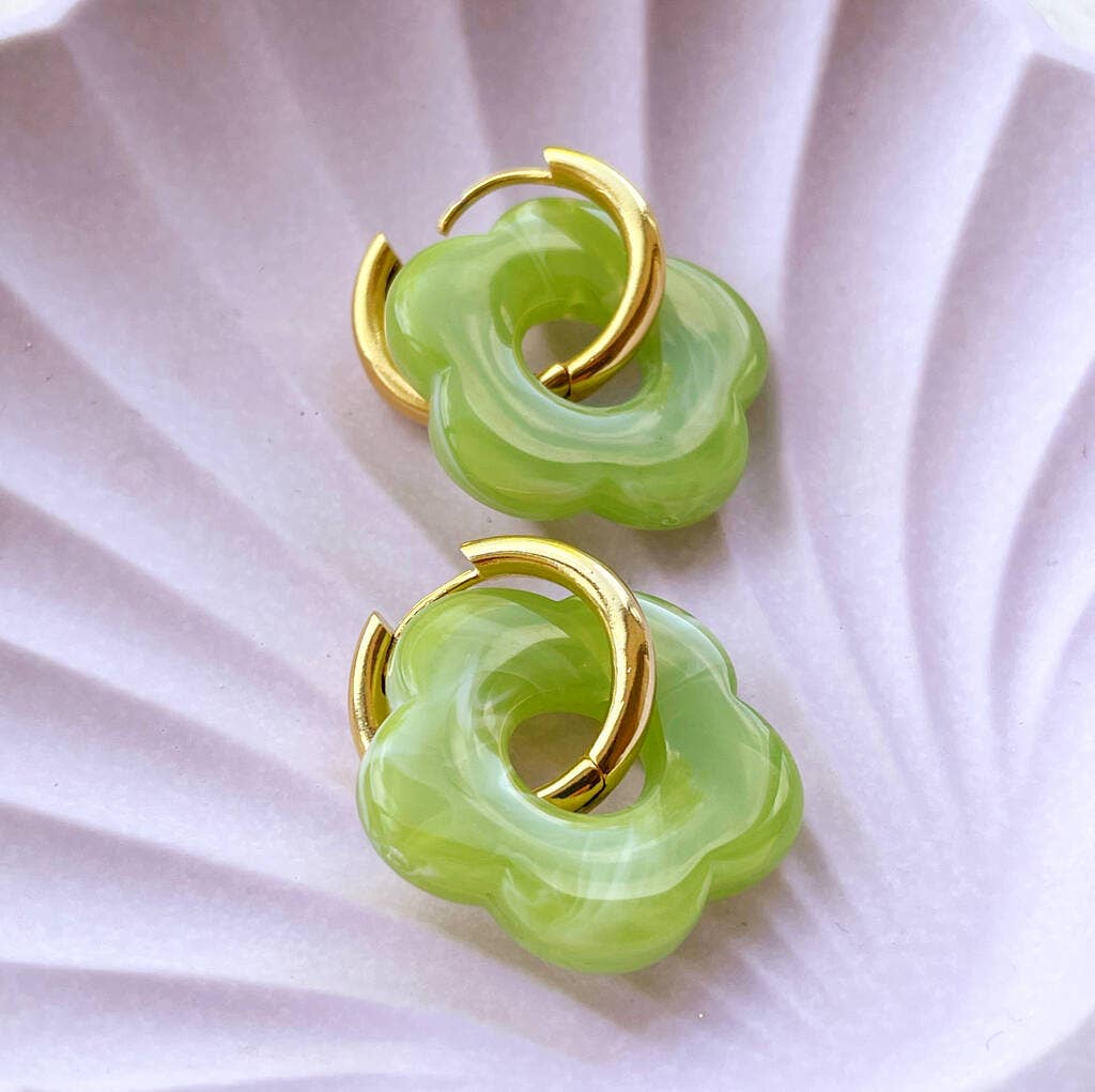 Lucent Studios Ltd - Wholesale Huggie Earrings - Resin Flower Huggie Hoop Earrings4