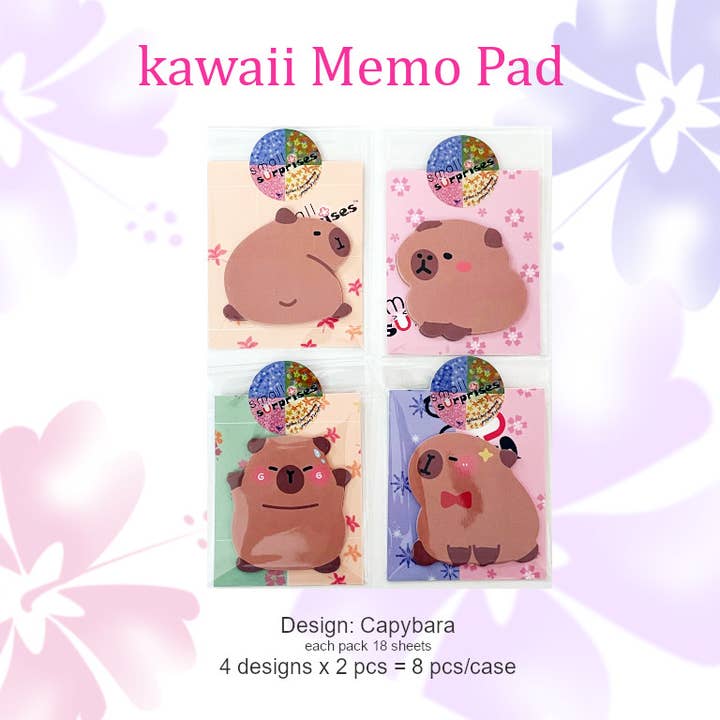 kawaii plakkerige memo Capibara / Panda / Kat / Pinguïn voor wholesale door Small Surprises