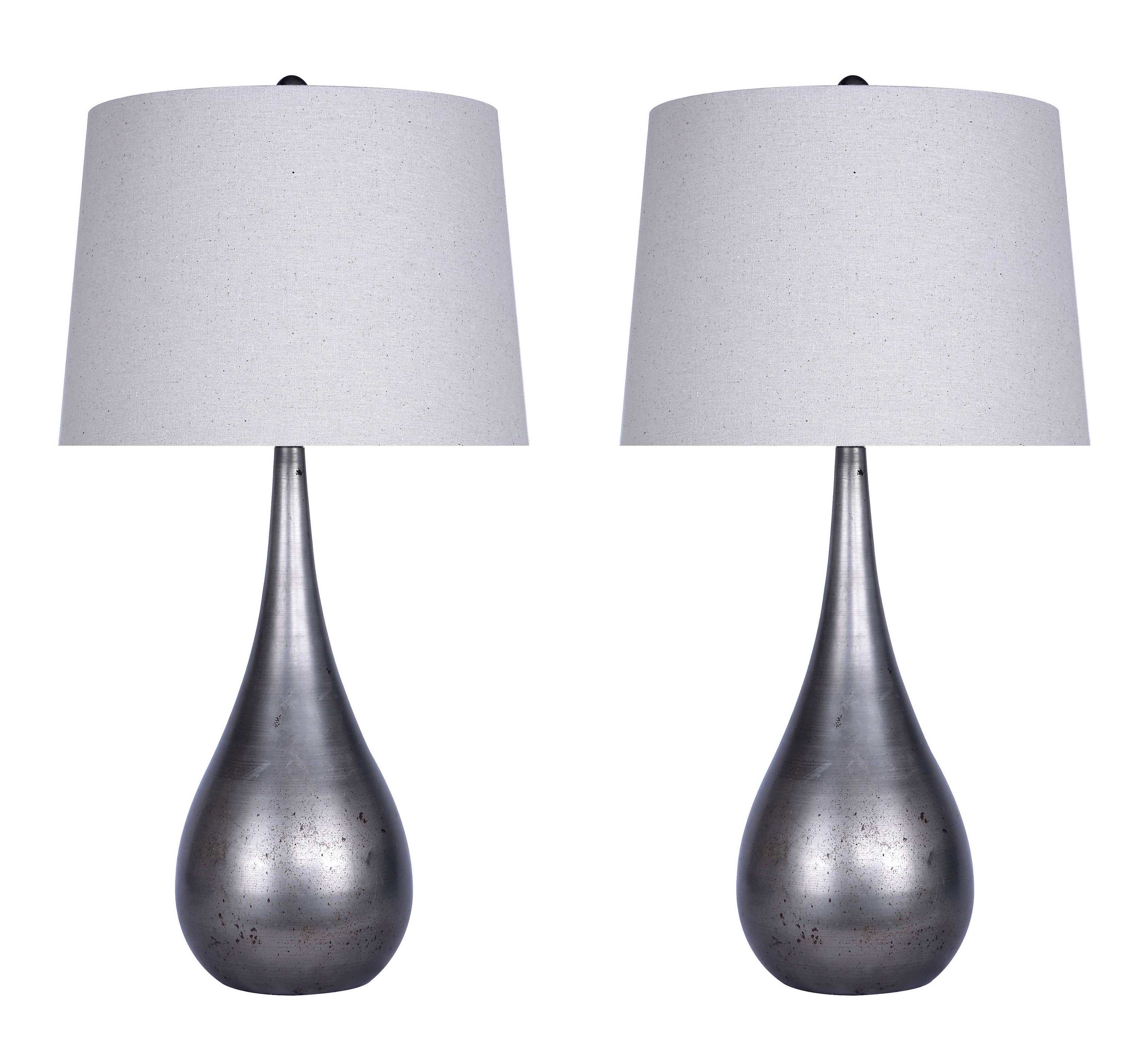 LumiSource and Grandview Gallery - Wholesale Accent/Desk Lamp - 29" Pebble Metal Table Lamps Teardrop Linen Shades (2PK)2