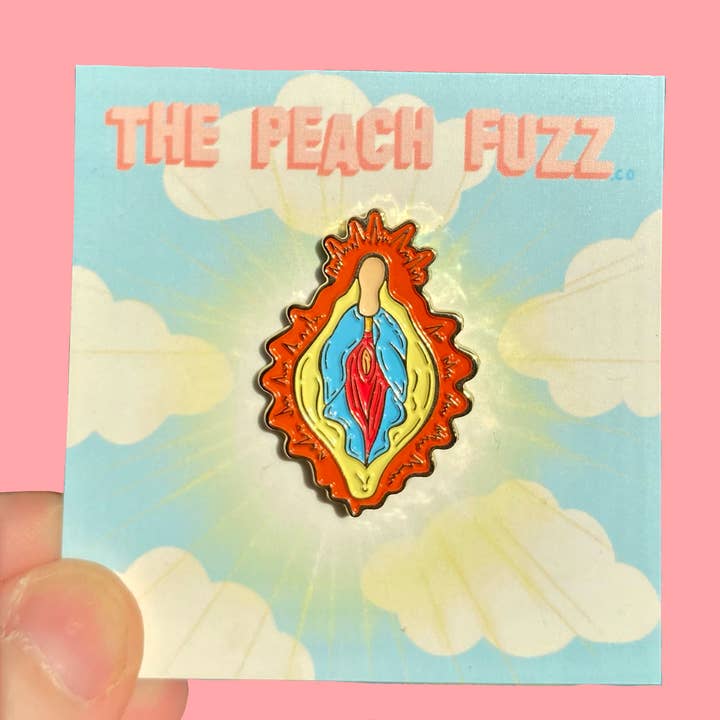 The Peach Fuzz - Wholesale Lapel Pin/Button - Vulva Mary Enamel Pin