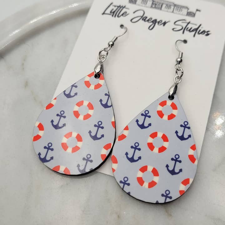 Little Jaeger Studios - Wholesale Dangle Earrings - Nautical Boat Anchor Summer Teardrop Handmade Earrings