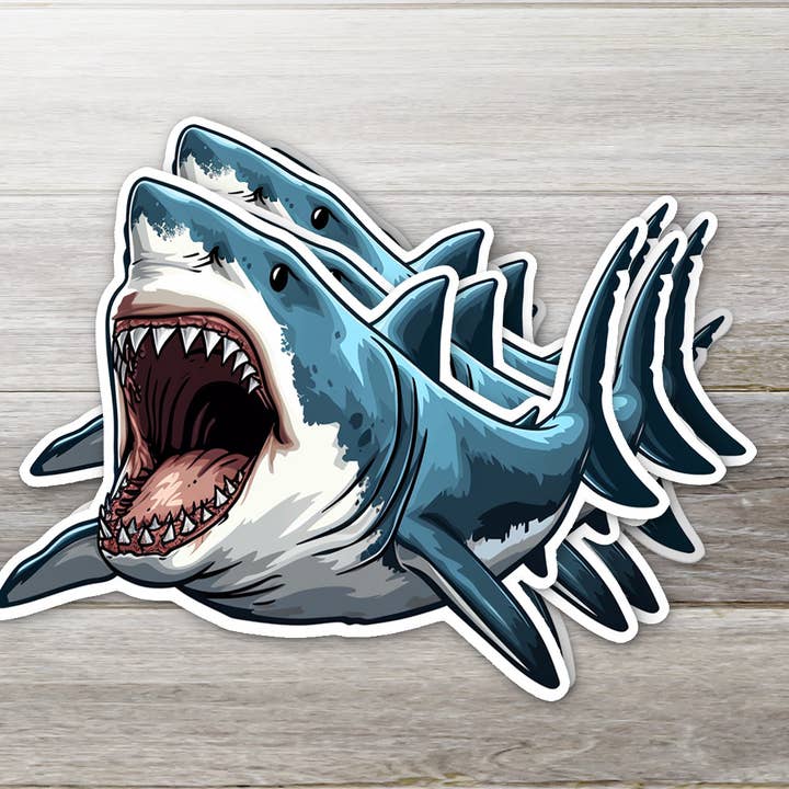 Grote witte haaiensticker voor wholesale door Ozark Sticker Company