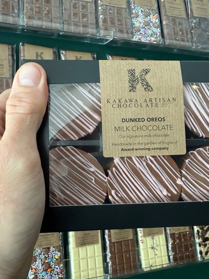 Dunked Oreos - Pink Stripes for wholesale by Kakawa Artisan Chocolate & Co Ltd