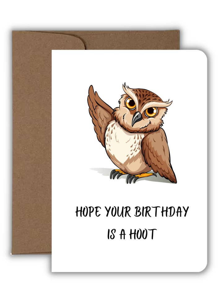 Tarjeta de felicitación de cumpleaños, A Hoot (búho) para venta al por mayor de Fyg & Company, LLC