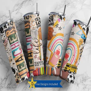 Teacher Life Tumbler Wrap Pencils Books 20oz tumbler designs