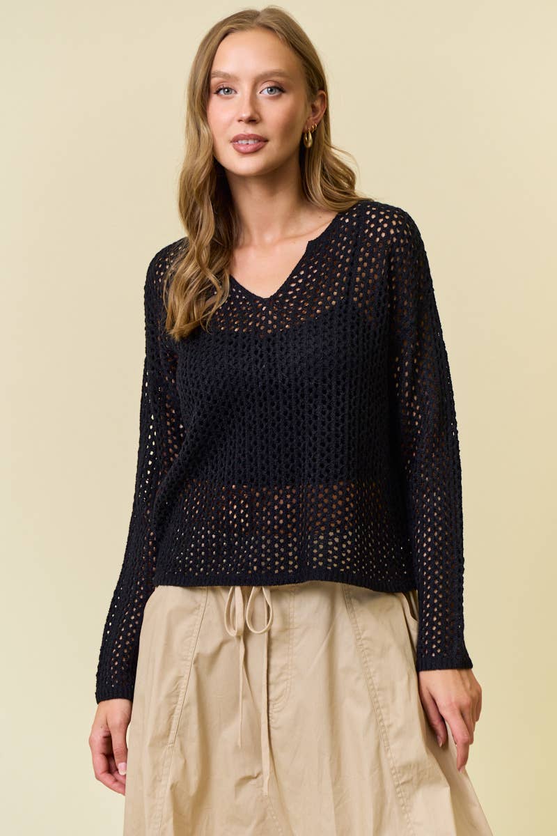 Doe and Rae – Großhandel Strickpullover – Damen – Langärmliges Strickoberteil mit V-Ausschnitt - 45264T6