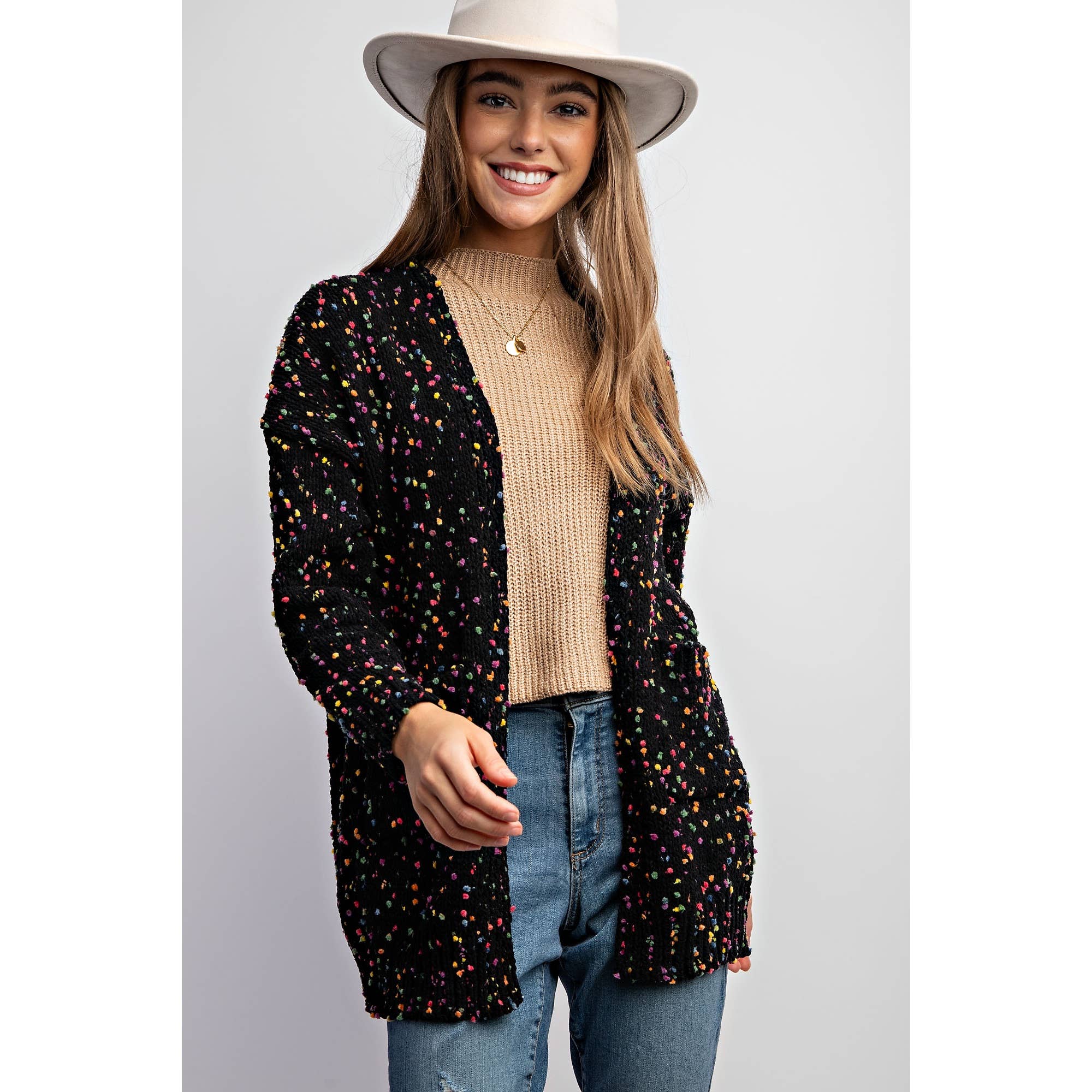 Sweet Generis - Wholesale Cardigan - Women's -  CARDIGAN W RAINBOW POPCORN SPECKLES2