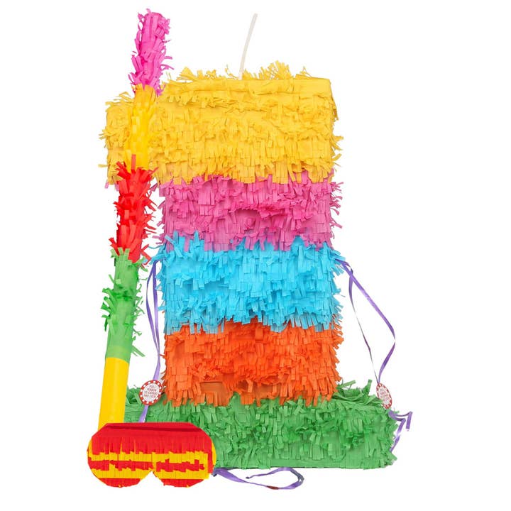 Rinkit Pty Ltd - Wholesale Party sign/banner - Number 1 Pop-Out Pinata with Blindfold - 35cm x 7.5cm x 50cm