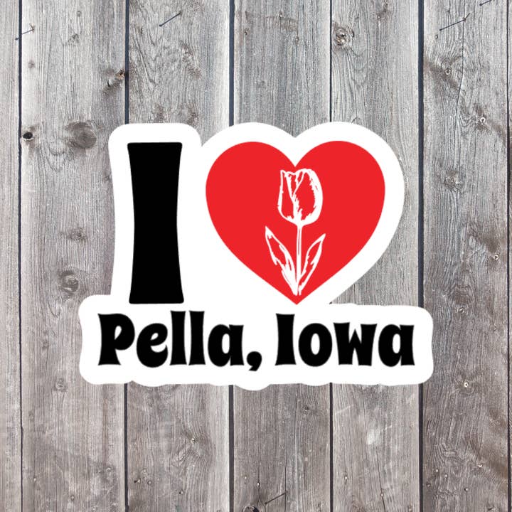 J'aime Pella Iowa Autocollant Cœur Souvenir Touriste Hollande pour la vente par Kirk's Krafts