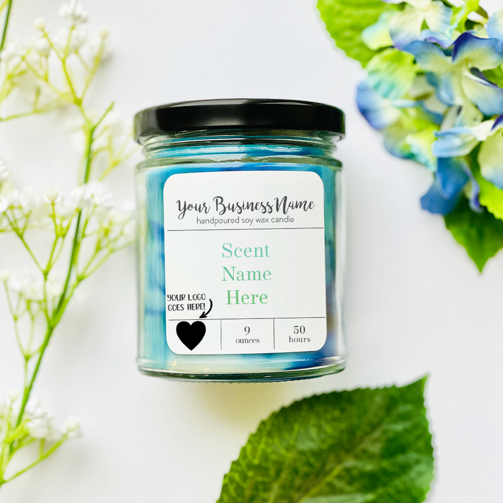 Coyer Candle Co. - Vente Bougie en bocal - Bougies de 9 oz - Nom de votre entreprise + petit logo et signature10