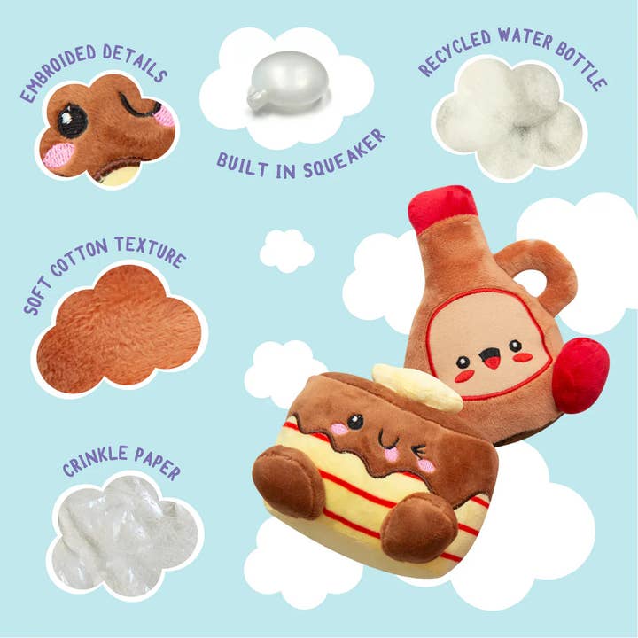 Pet Palette Distribution - Wholesale Pet Plush Toy - Dog - SnugArooz Pancake and Syrup Plush Dog Toy 2pk2