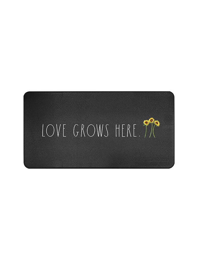 Tappetino da cucina nero anti-fatica «Love Grows Here» di Rae Dunn per la vendita all'ingrosso da parte di DesignStyles Home
