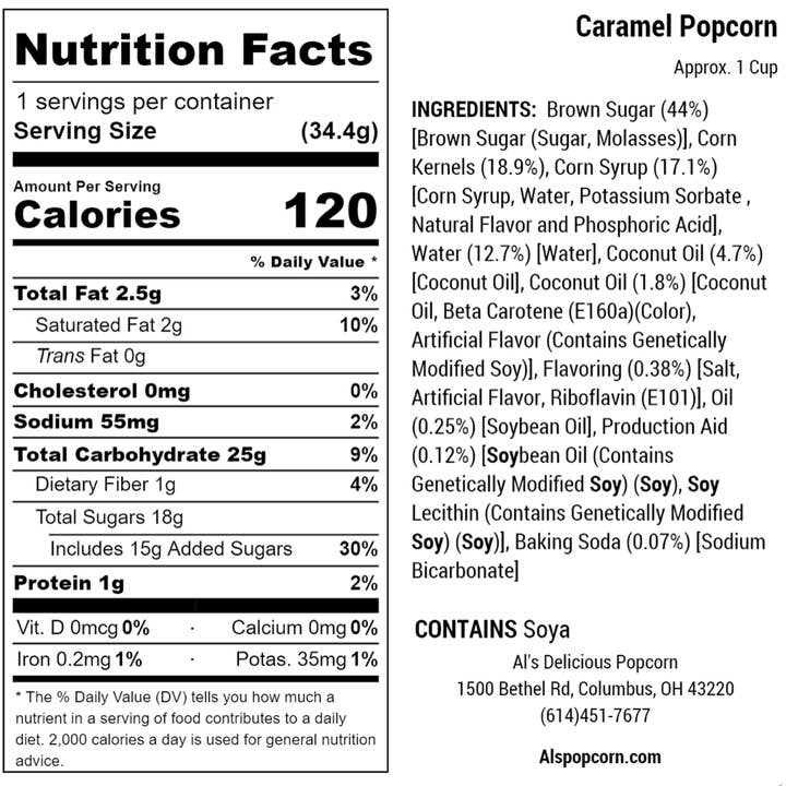 Al's Delicious Popcorn - Wholesale Popcorn - Caramel Popcorn - 8.5oz