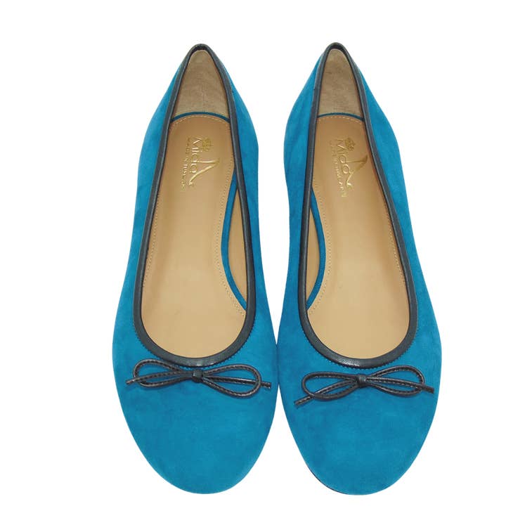 MIDA - Wholesale Flats - Women's - Mida Ballerina Light Blue Suede 40