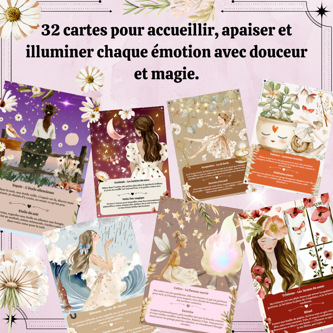 Les Moonettes – wholesale Tarot cards – 32 Enchanted Emotion Cards and Storage Pouch2
