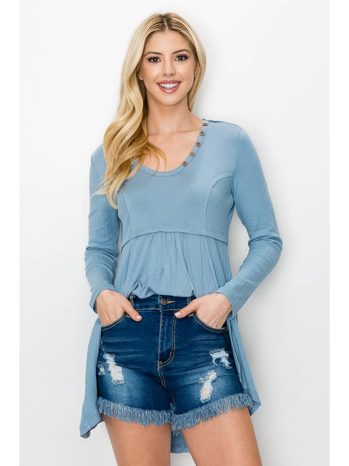 ePretty - Wholesale Tunic - Women's - EP-TP1606 Baby Doll Tunic Henley Top6