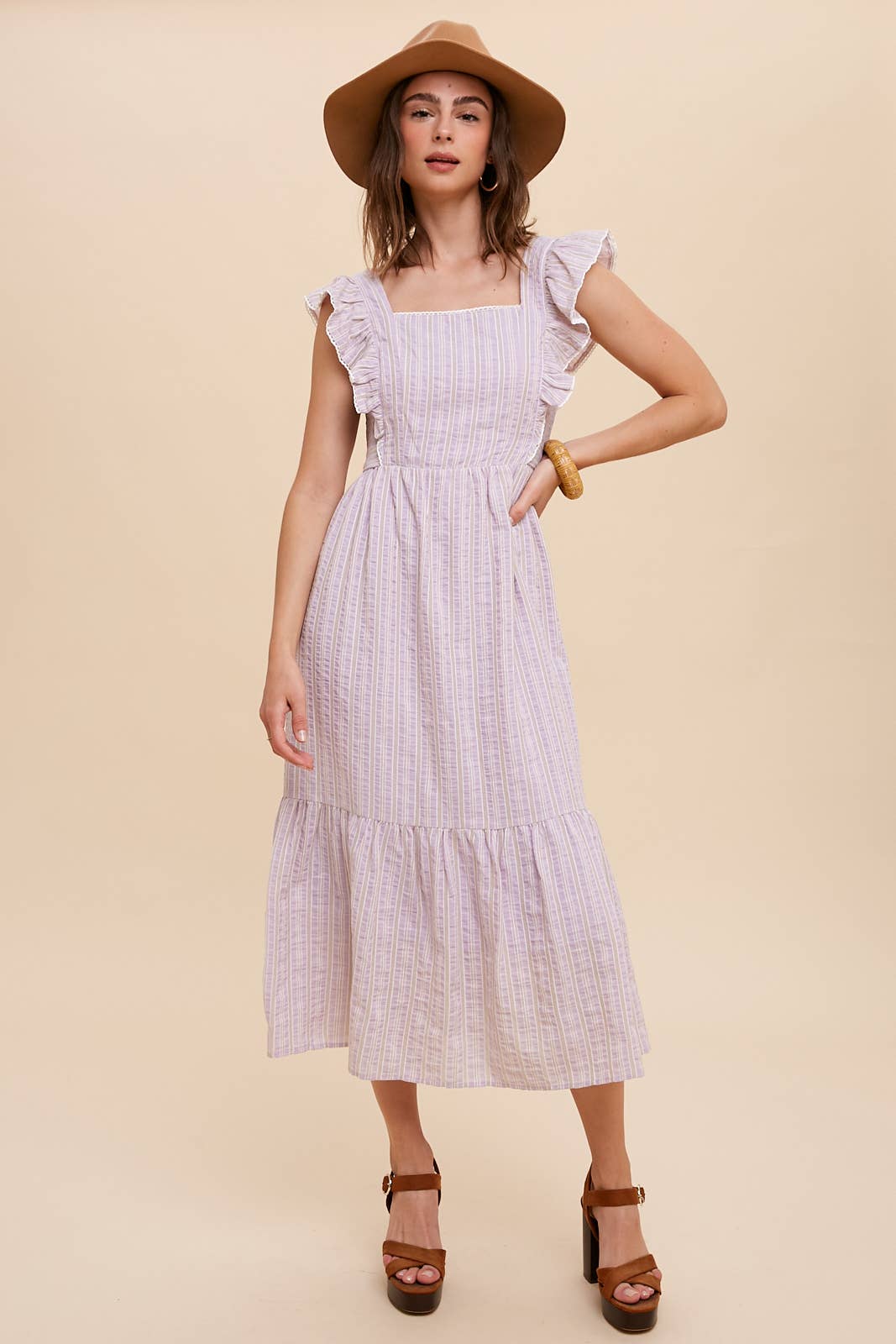 In Loom - Vente Robe – femme - Robe midi à bretelles rayée en coton6
