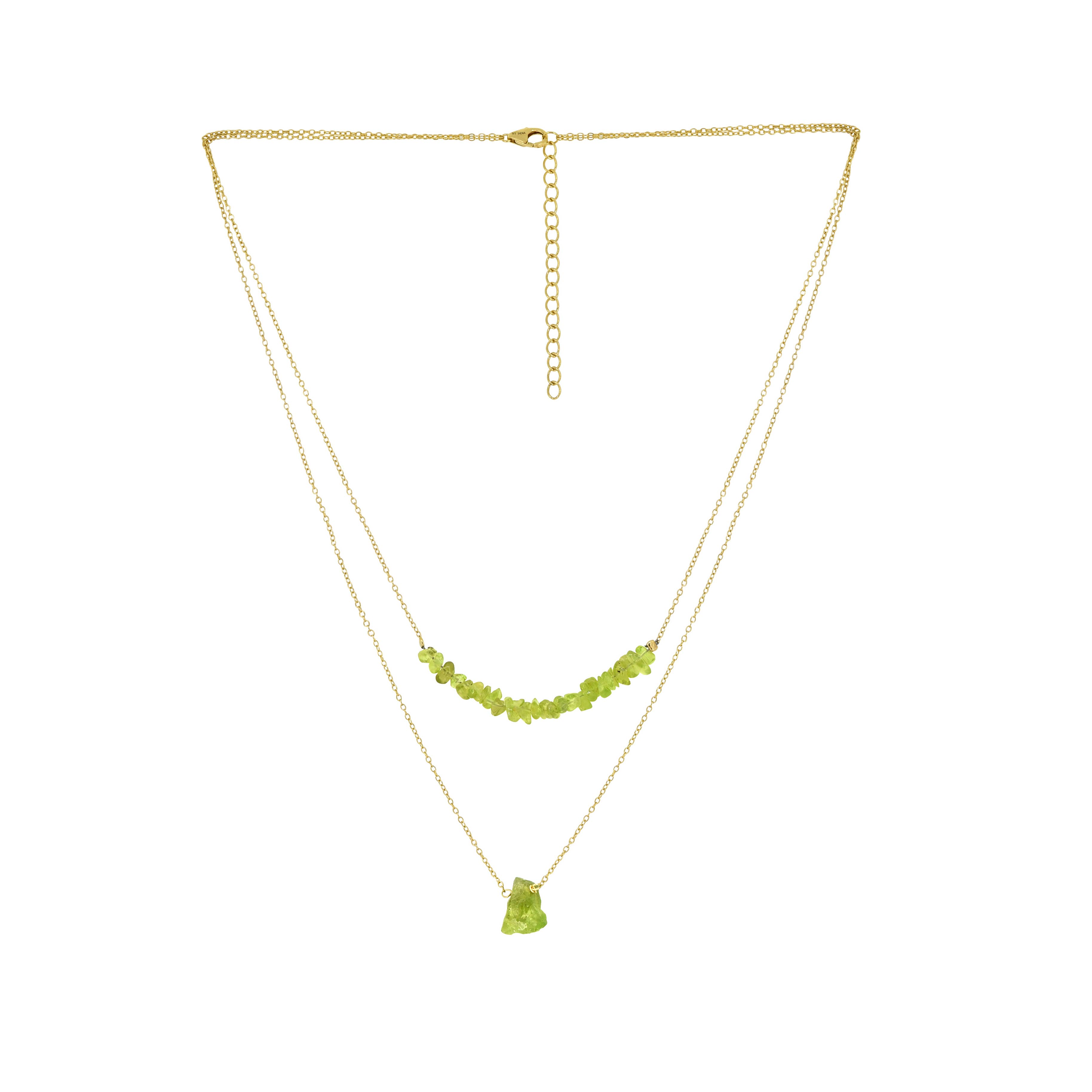 Tiramisu - Vendita all'ingrosso Collane a catena e maglie - Collana a strati in peridoto con dualità verde in argento placcato oro1