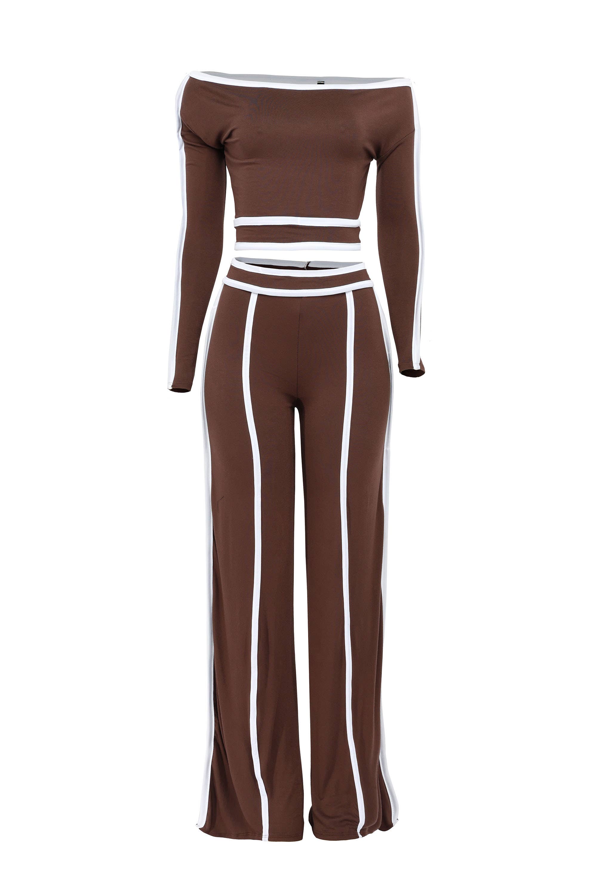 K Too - Wholesale Top & Pant Set (NOT Loungewear) - Women's - off shoulder long sleeve top with wide leg pants9