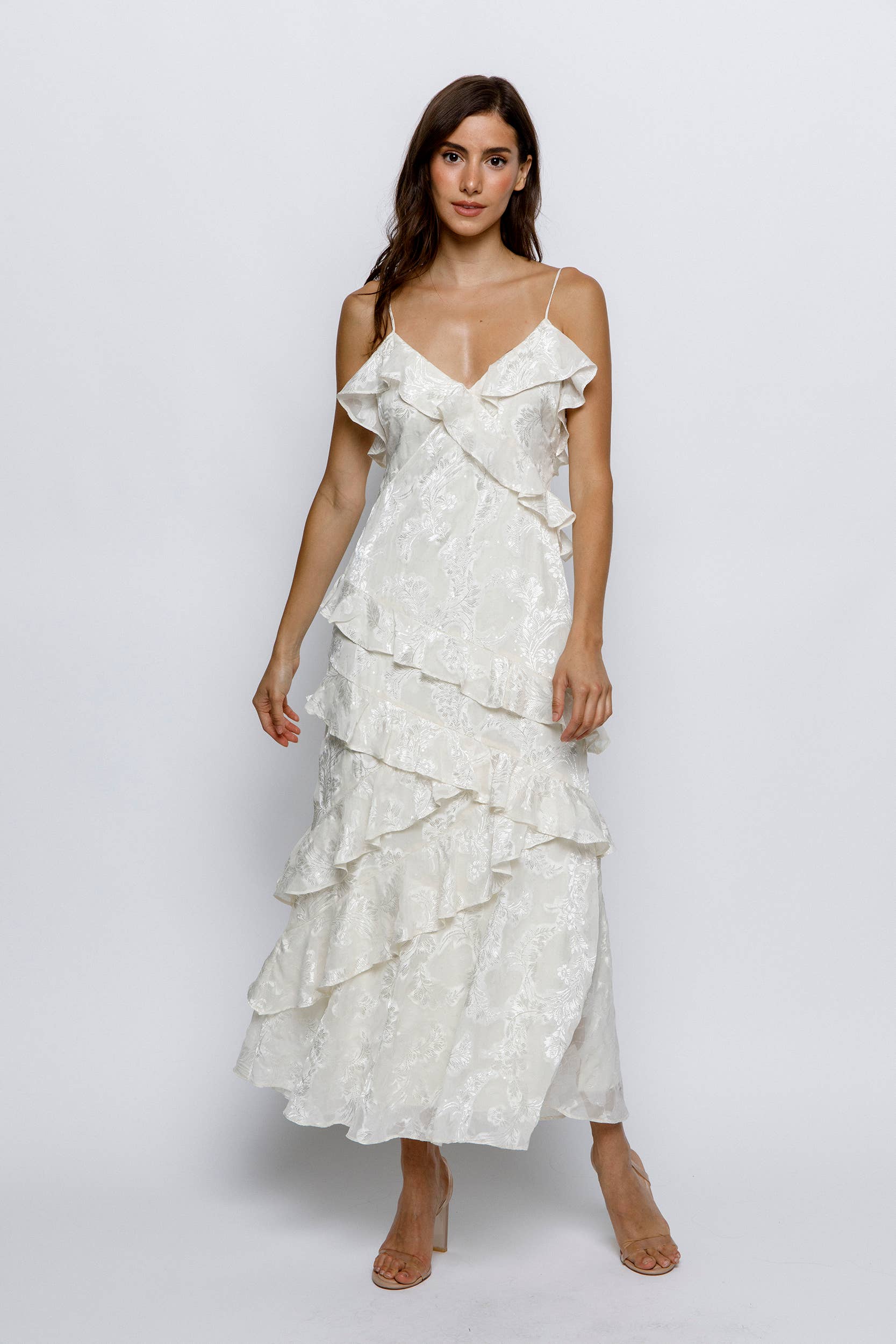 STORIA - Vente Robe – femme - JD5740-3- ROBE NUISETTE À VOLANTS À IMPRIMÉ GAUFRÉ8