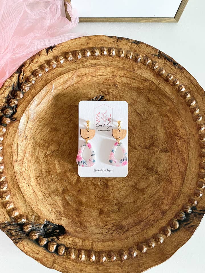 Vintage "Love Bouquet" Flower and Heart Pink Print in Various Styles for wholesale by Seed & Sow Clay Company