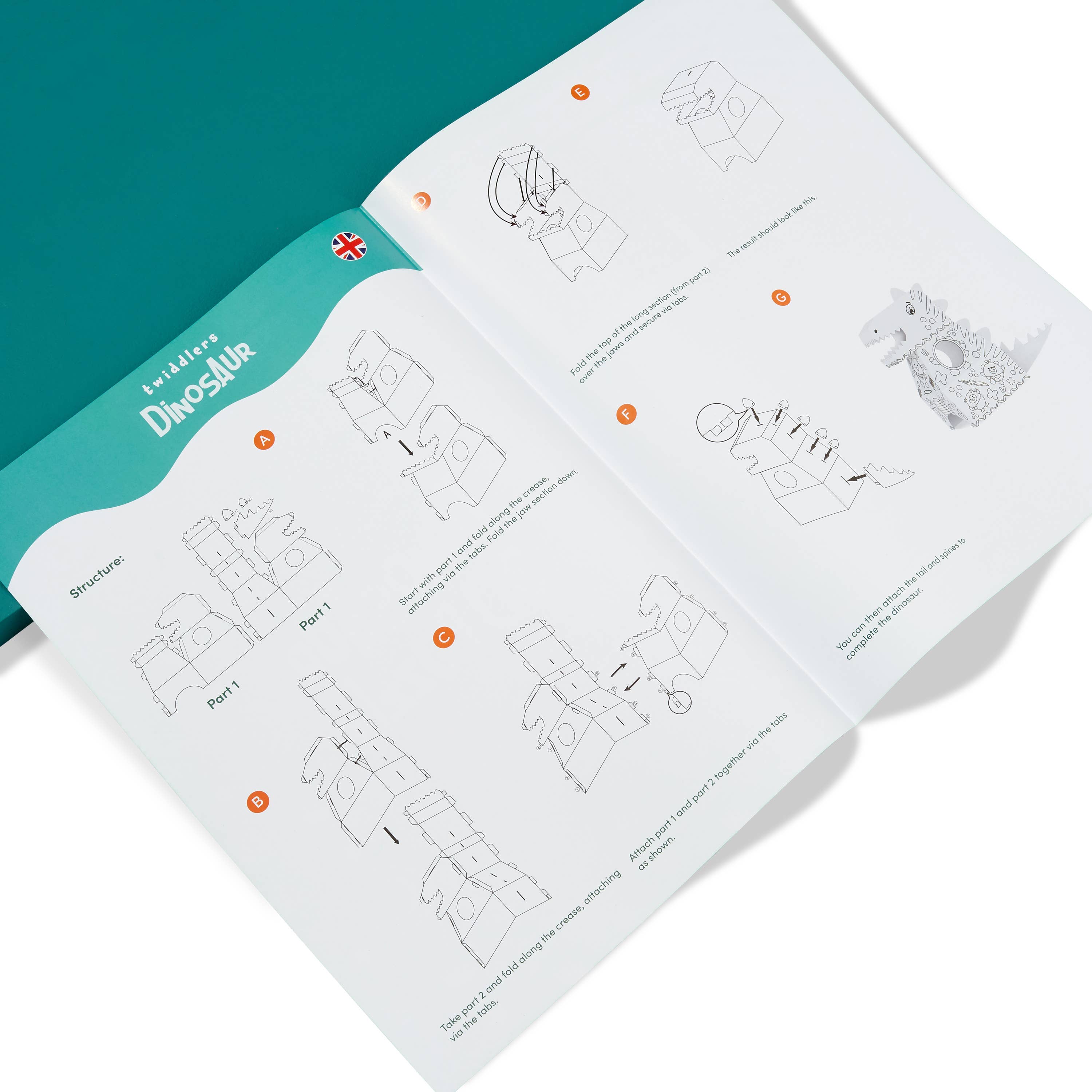 The Twiddlers - Vendita all'ingrosso Kit per lavoretti fai da te - Bambini - Dinosauro 3D da costruire e colorare con 10 pennarelli da colorare5