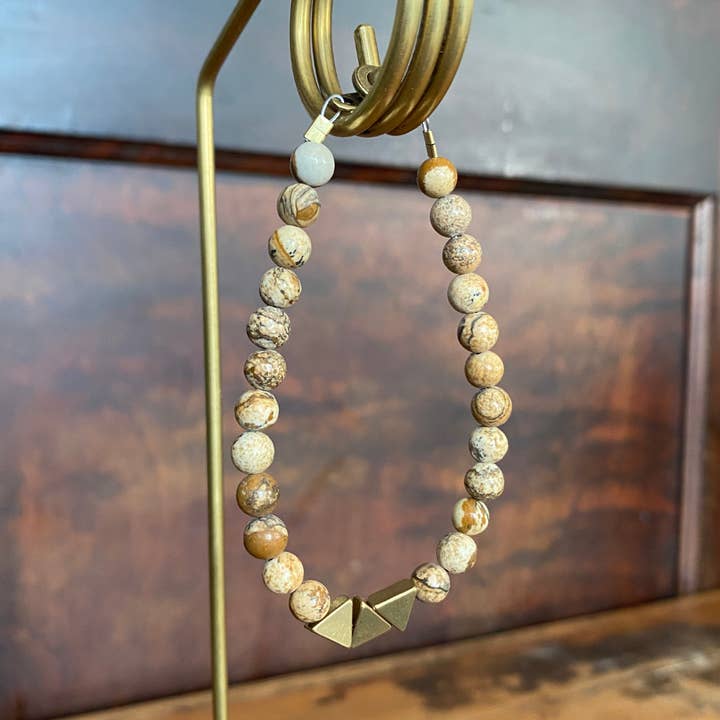 Seeds – Großhandel Perlenarmband – Duluth Armband | Halbedelsteinperlen | Dreiecke aus Messing25