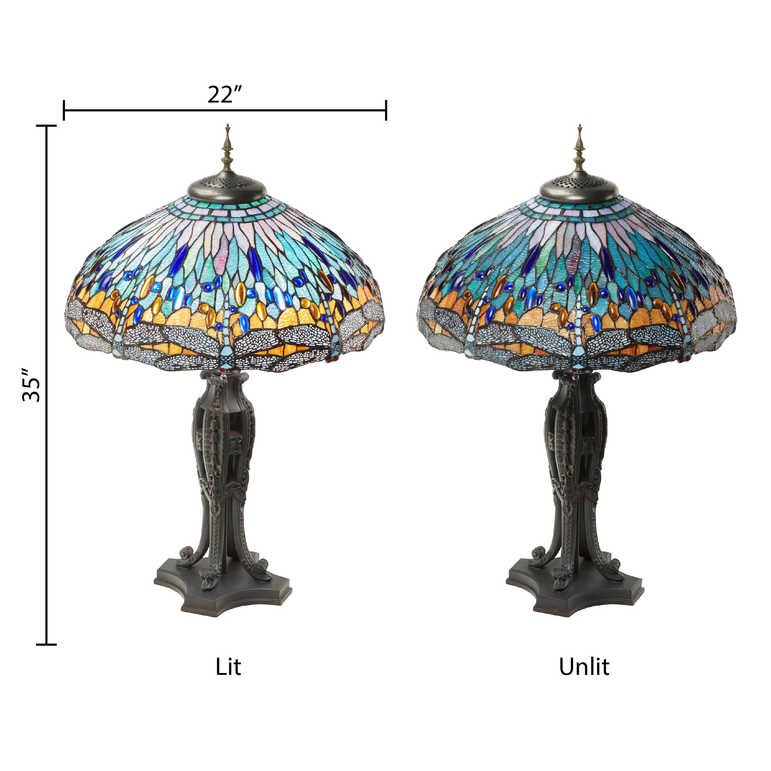 River of Goods - Wholesale Accent/Desk Lamp - 35"H Dragonfly Tiffany-Style Stained Glass Table Lamp2