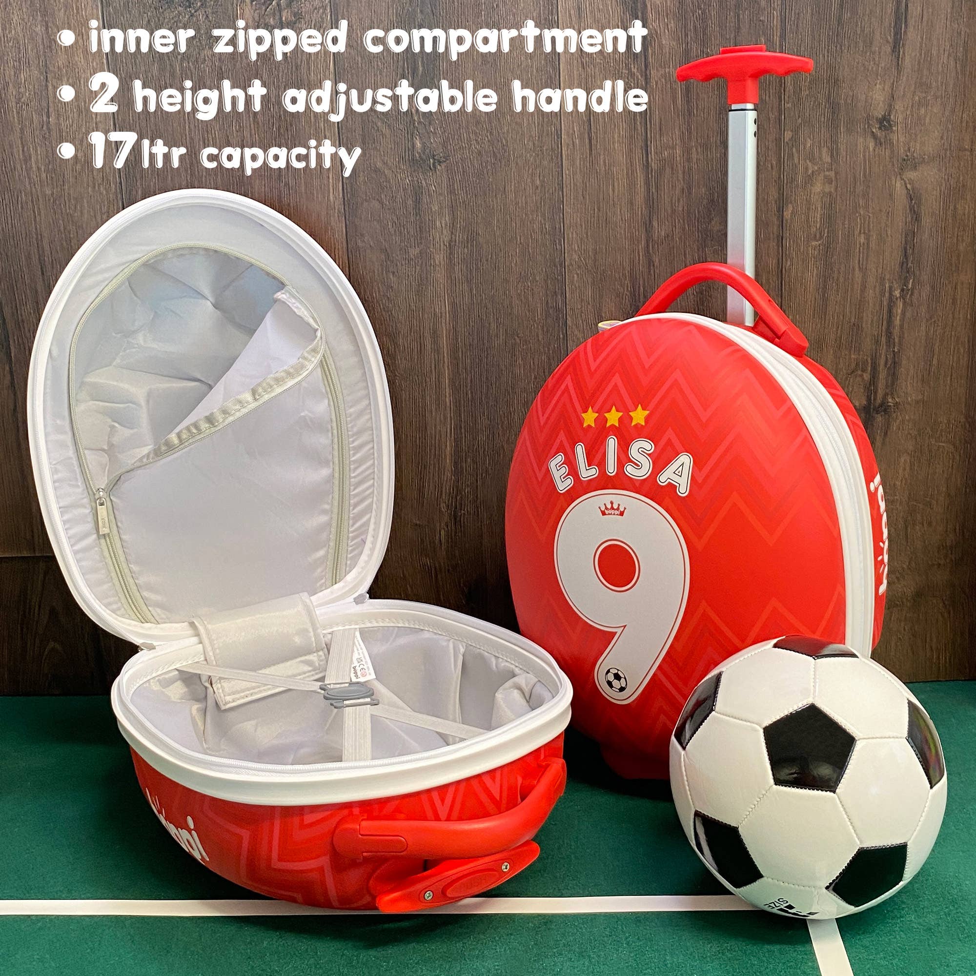 Click Europe Ltd – wholesale Luggage – Child – boppi Tiny Trekker Kids Luggage Case - RED FOOTBALL10