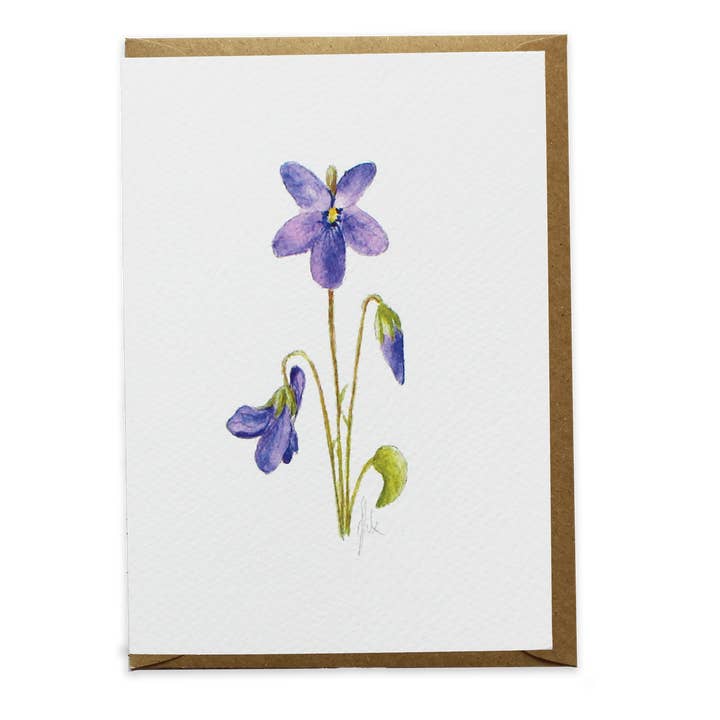 Watercolour Violet Greeting Card  for wholesale by CottageRts