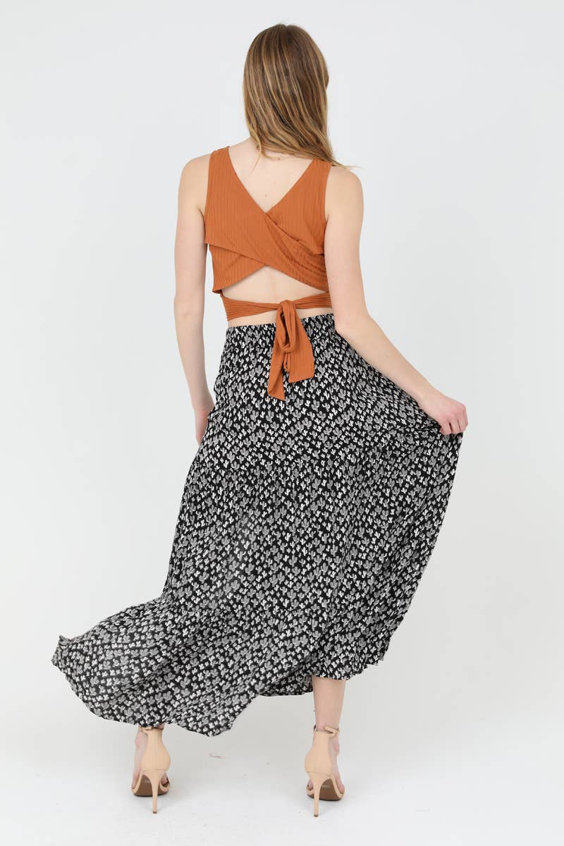 ANGIE – Engroshandel Nederdel - Dame – 26N20-W980 KAKTUSPRINT MAXI NEDERDEL MED ELASTISK TALJE MED SLIDS5